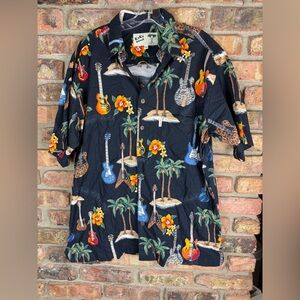 Koko Island Guitar Hawaiian Button Shirt X-Large